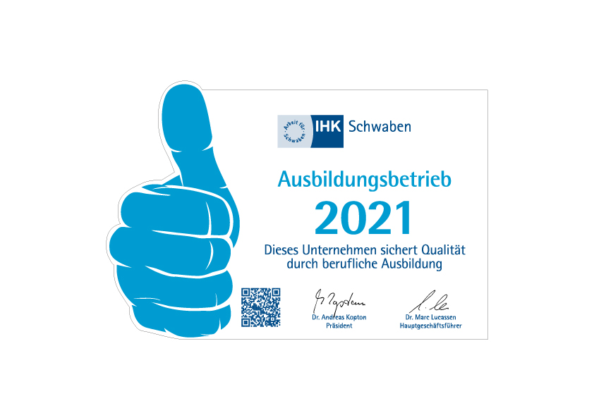 IHK Urkunde Ausbildungsbetrieb 2020 kfs Personal Service GmbH